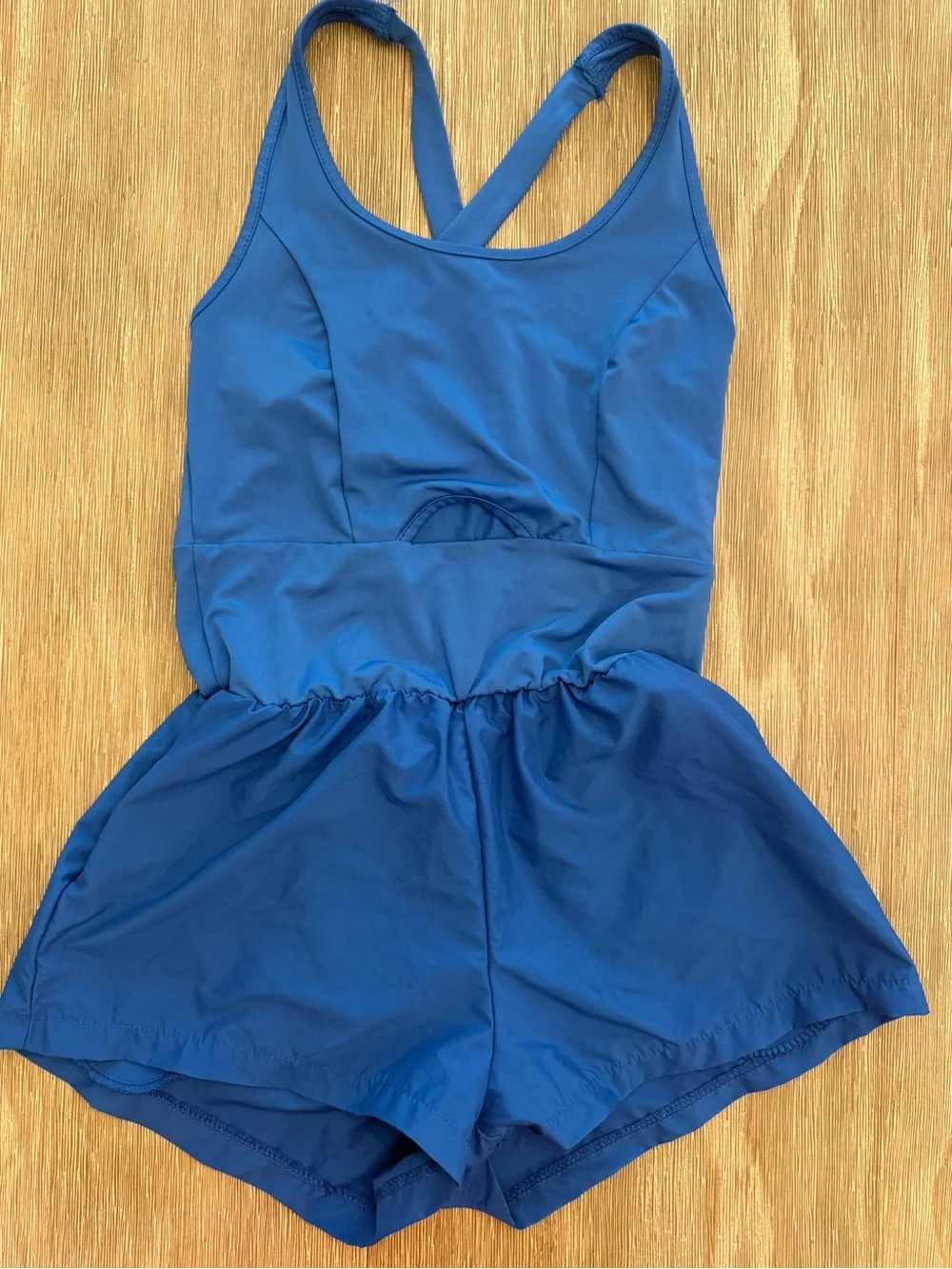 Blue Activewear One Piece Romper Womens Small Keyhole Cutout Cross Back Workout